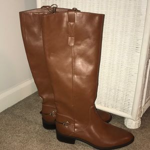 Cognac knee-high boots